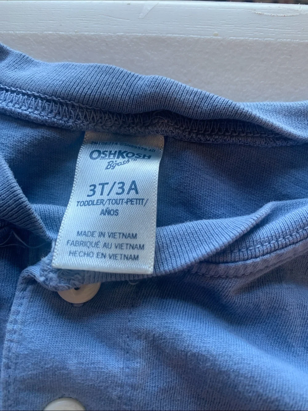 OshKosh B'gosh Dusty Blue Long-Sleeve Top with Pastel Striped Pajama Bottoms